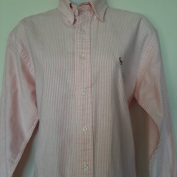 Ralph Lauren Men's Blue Label Pink White Stripe Button Up Shirt Size 6 - Picture 2 of 5